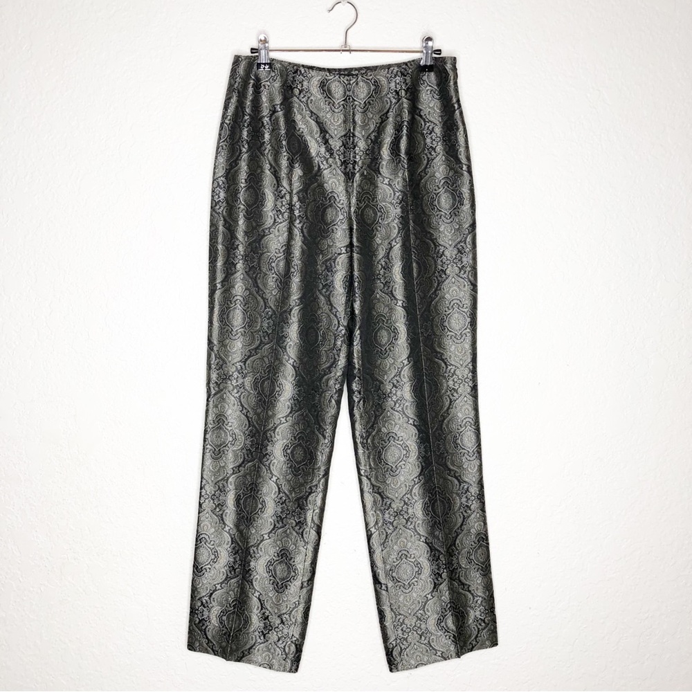 Etcetera silver gold black metallic brocade mandela print dress pants size 6